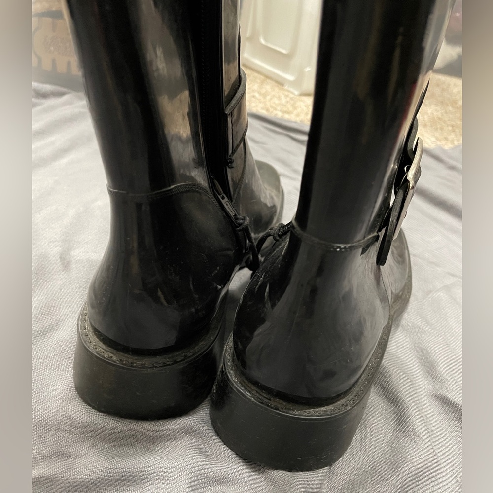 Donald J Pliner Black Rubber Rain Boots - Picture 2 of 6